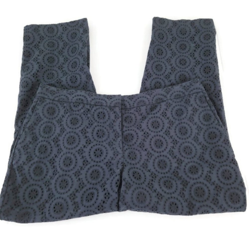 ♠ Ann Taylor Womens Pants 12 Cropped Straight Leg Solid Blue Lined BLU22E